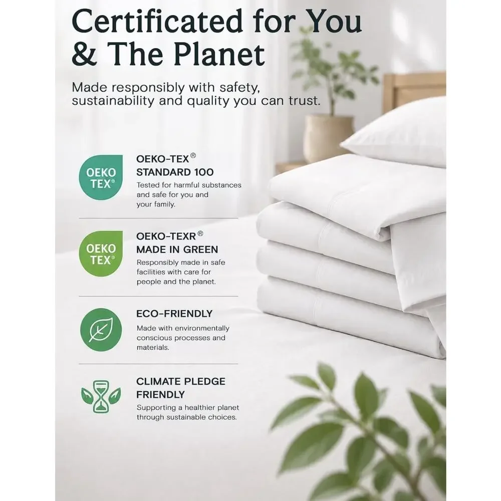 King Size Sheets Set, Cooling & Soft Deep Pocket Bed Sheets, 4PC